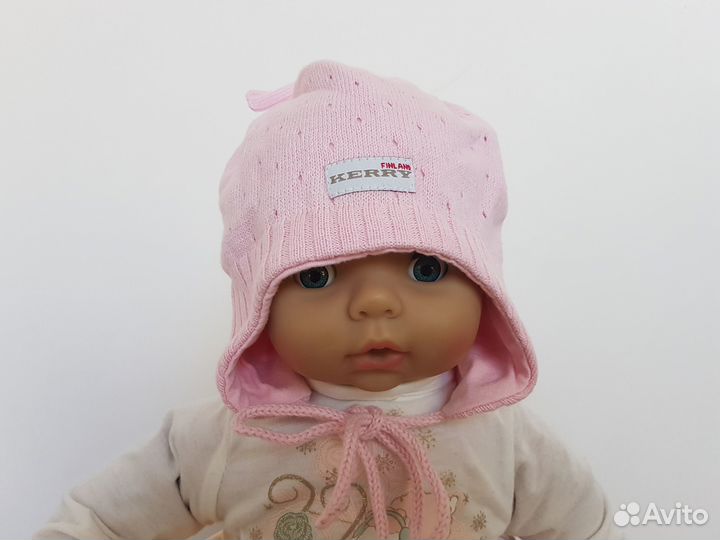 Шапка для новорожденного розовая х/б Kerry р44 46
