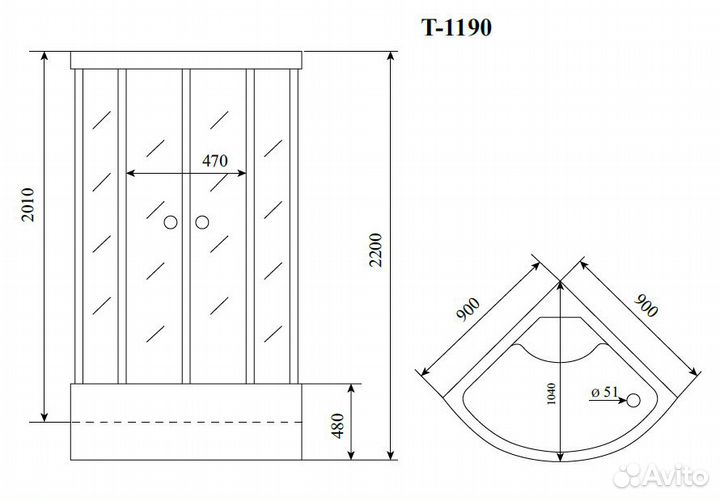 Timo Comfort T-1190P 90x90 см