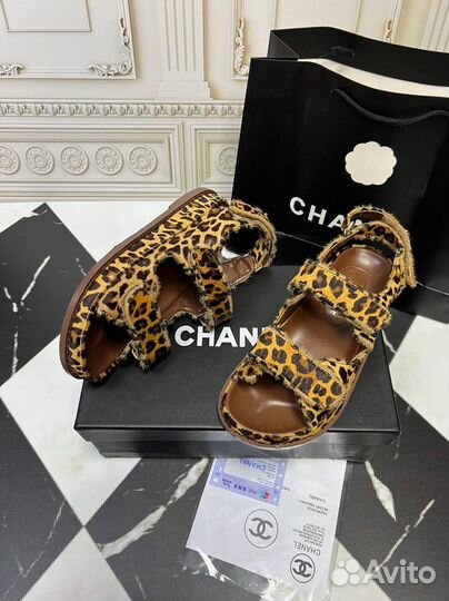 Сандали / Шлепки Chanel Леопардовые Размеры 36-40