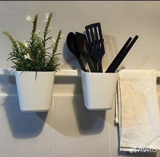 Рейлинг IKEA 60см с крючками и контейнерами