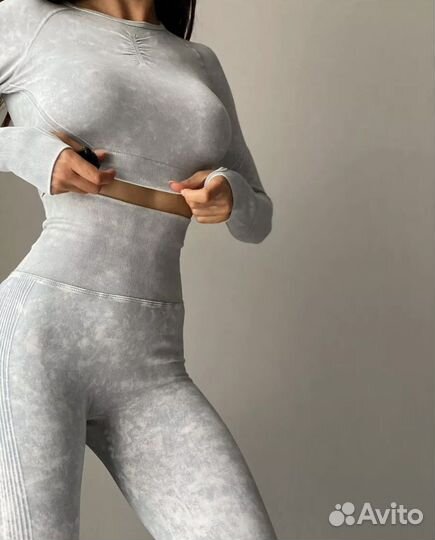 Костюм для фитнеса с вареным эффектом, push up