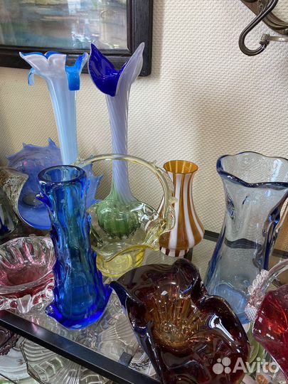 Вазочка цветное стекло винтаж