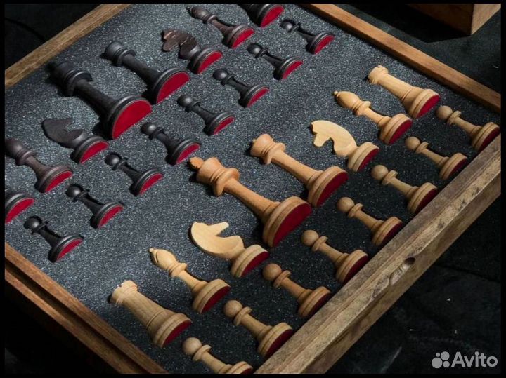Шахматы ручной работы из мaсcива дeрeва