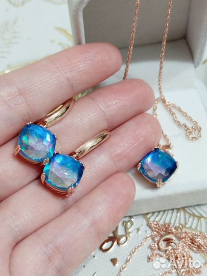 Комплект как золото с александритом позолота