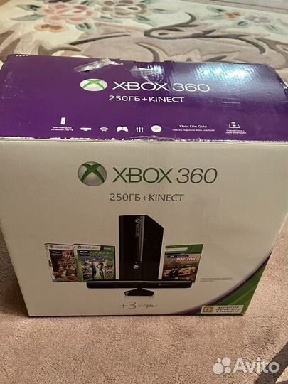 Xbox 360 250 Гб + Kinect + игры