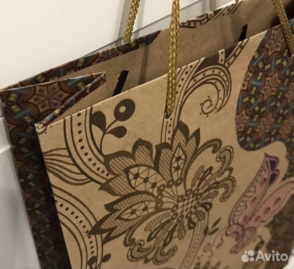 Пакет крафт с рисунком, 2 размера