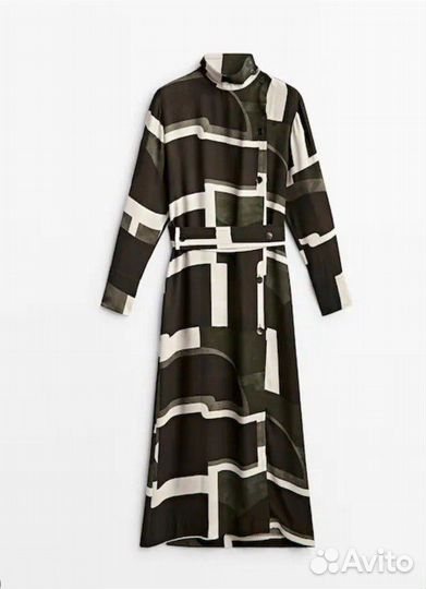 Комбинированное деловое платье Massimo Dutti