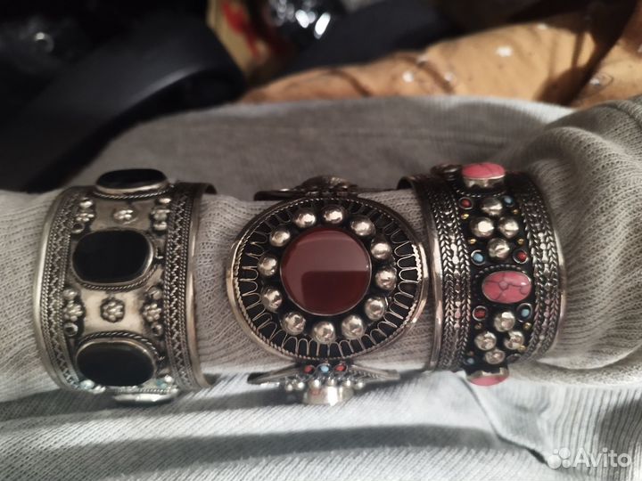 Браслет кофр каф с камнем бохо хиппи этно готика