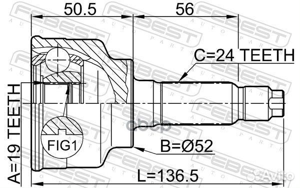 Шрус наружный 19x52x24 (mazda demio DW3/DW5 199