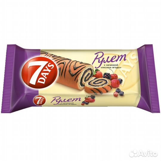 Рулет 7 Дейс (7Days) Бисквитный Лесные Ягоды 300г
