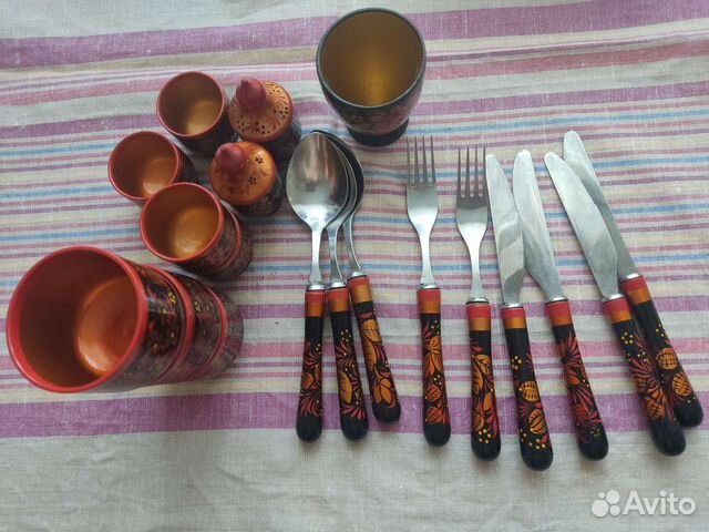 Хохлома, набор столовых приборов