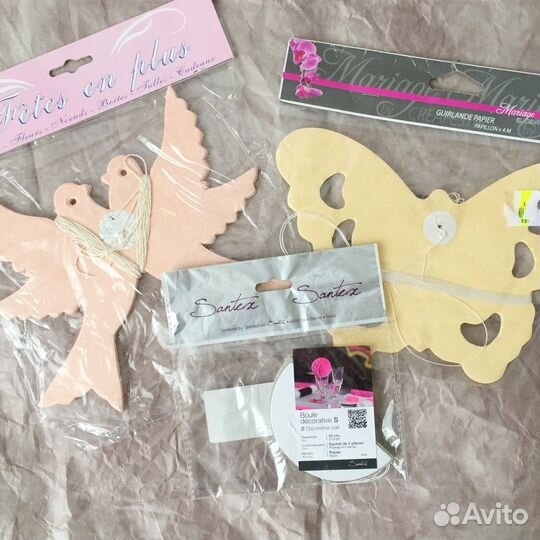 Бумажные гирлянды Голуби Бабочка Шары Франция лот