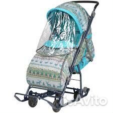 Детские санки с колесиками и чехлом