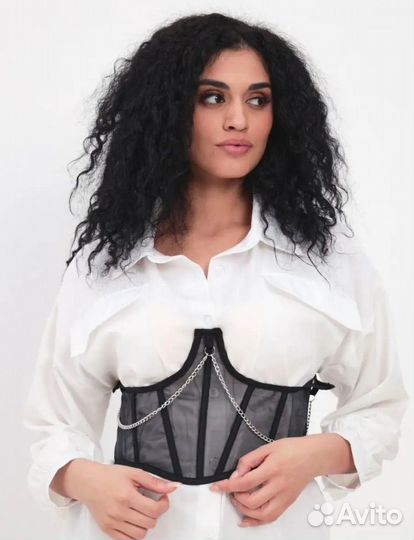 Корсет топ с цепями с завязками