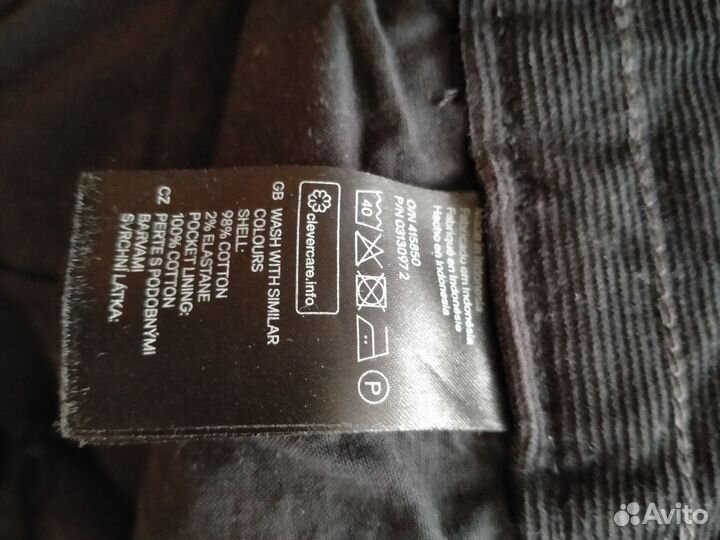 H & M нов. муж. вельветовые джинсы оригинал Швеция