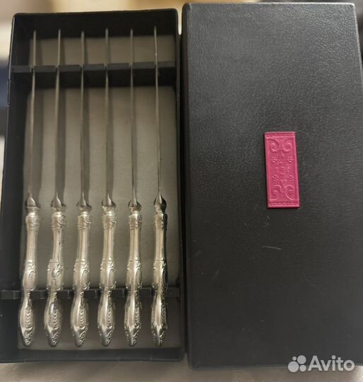 Ножи СССР, мельхиор, набор,покрытый серебром 999,9