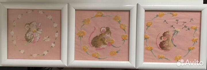 Набор из 3 вышитых картин