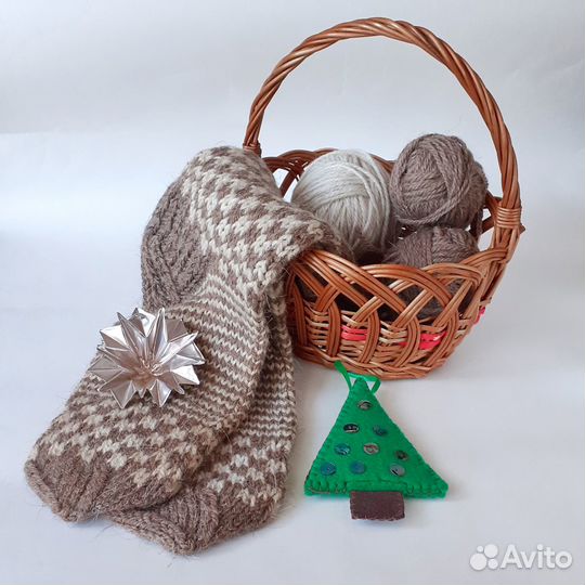 Носки вязаные жаккардом новые ручной работы