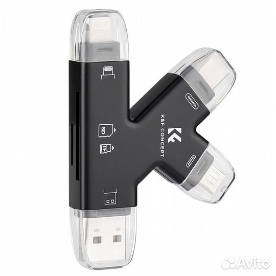 Картридер 4 в 1 (SD, MicroSD, Lightning, Type-C)