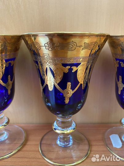 Бокалы фужеры Итали золото 24 К ручная работа
