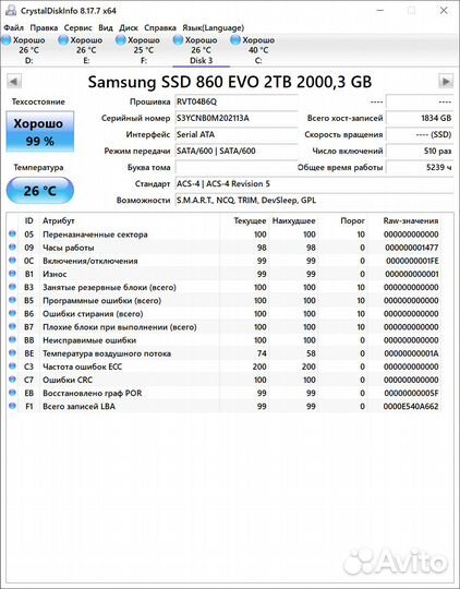 Samsung 860 EVO/QVO 2TB оригинал