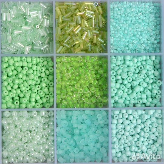 2 шт. Бисер стекло 6/0, 8/0, 12/0 в шкатулке 'Зелё