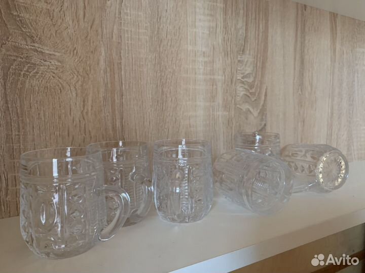 Хрустальные кружки (чашки) с ручками