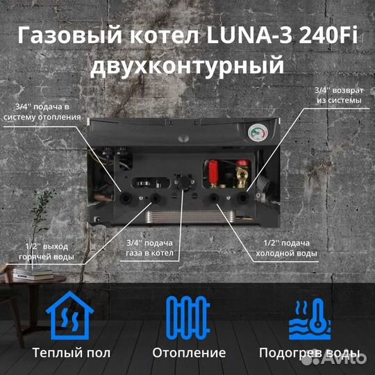 Газовый котел Baxi Luna 3 240 i двухконтурный