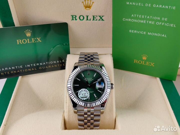 Часы мужские Rolex Datejust lux зеленые