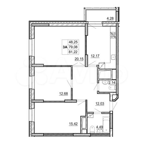 Планировка квартир казань 3-к квартира, 81.2 м², 4/20 эт. на продажу в Казани Купить квартиру Авито