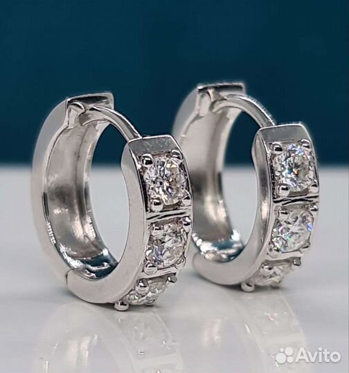 Серьги кольца с бриллиантами (муассанитами) 0,6ct