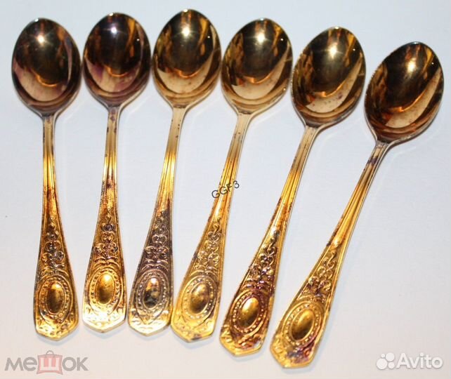 Чайные ложки серебро-позолота