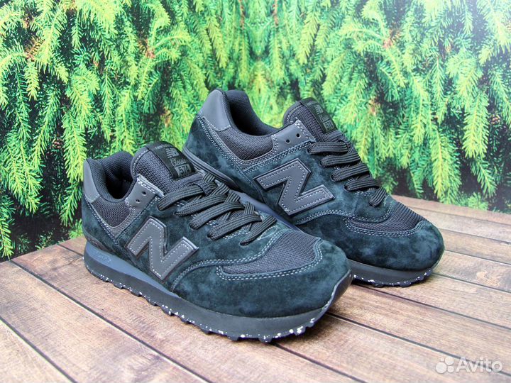 New balance 574 темно-зелёный замша 42-43 45-46