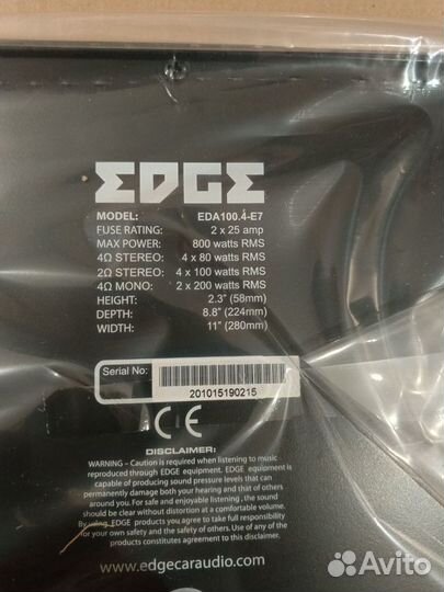 Автомобильный усилитель Edge EDA100.4-E7