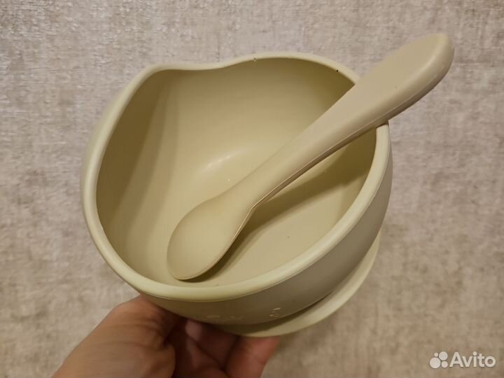 Силиконовая тарелочка и ложка mamsi