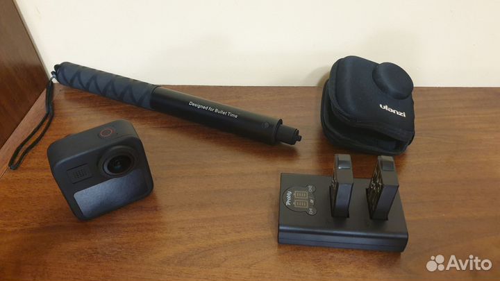 Gopro max 360 + селфи палка, чехол, 2 аккумулятора