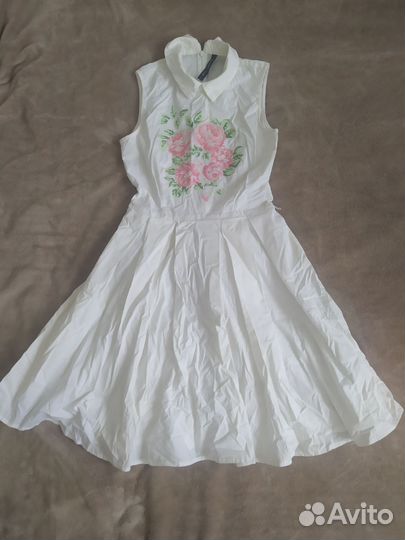 Платье zara белое хлопок с вышивкой Нью лук