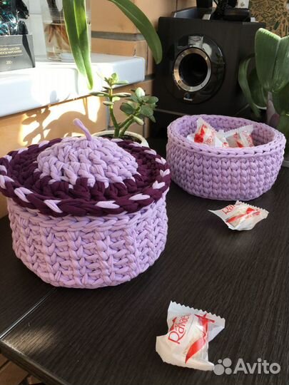 Корзинки из трикотажной пряжи
