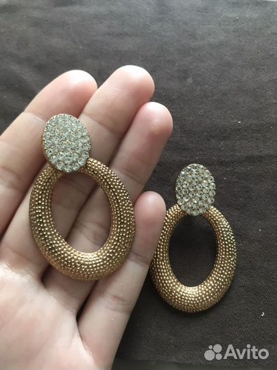 Новые Серьги ASOS под золото со стразами праздник