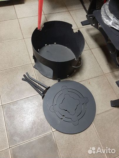 Печь на дровах на 16 л чугунный казан