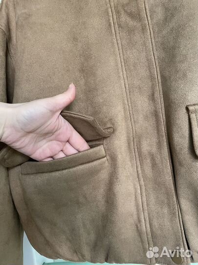 Бомбер из искусственной замши