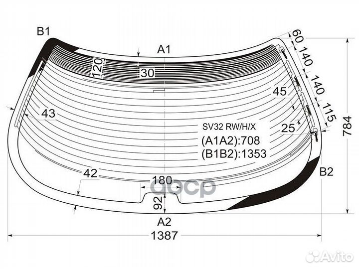 Стекло заднее с обогревом toyota vista/camry HA
