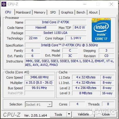 Intel Core i7 4770k Socket 1150 LGA 3.50 GHz