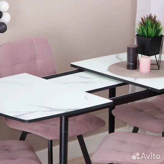 Кухонный стол мраморный стеклянный раздвижной