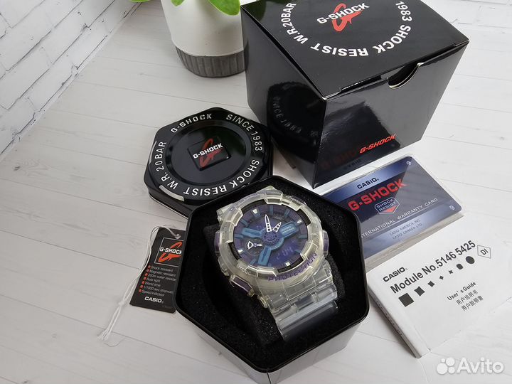 Часы casio g shock ga 110 фиолетовые прозрачные