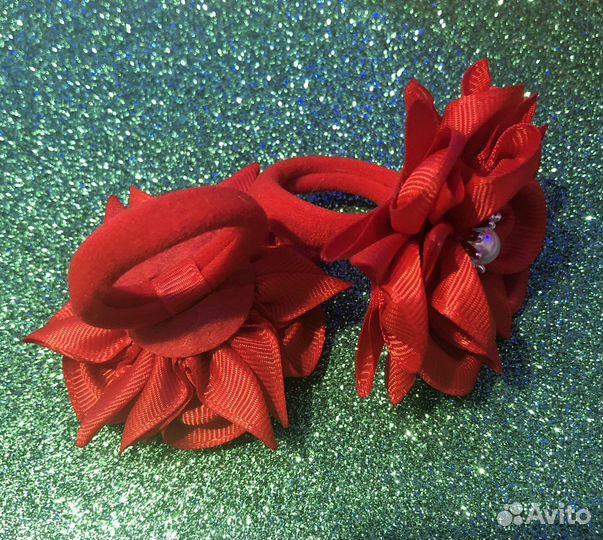 Бантики ручной работы Красные цветы