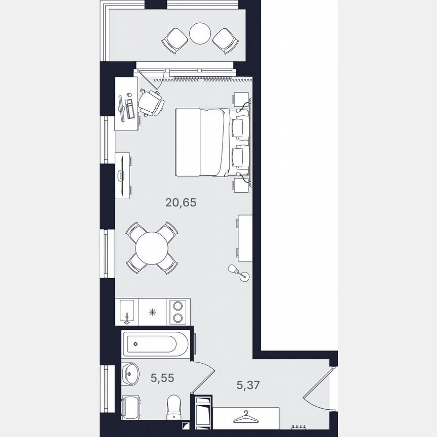 Апартаменты-студия, 31,6 м², 11/24 эт.