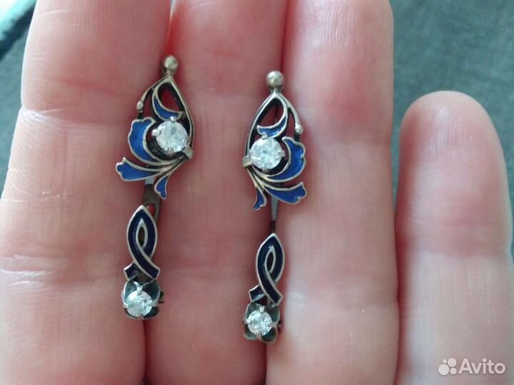 Серьги и кольцо с эмалью СССР