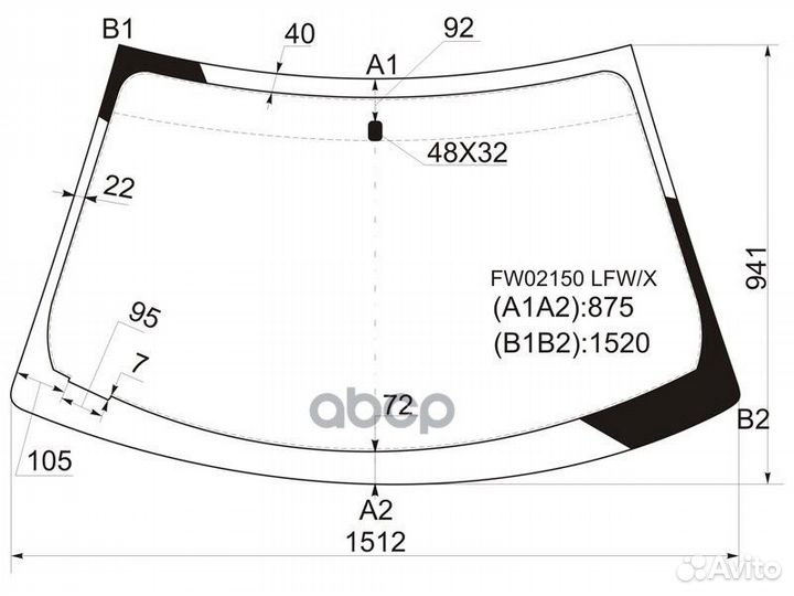 Стекло лобовое Mitsubishi Eclipse 99-06 FW02150