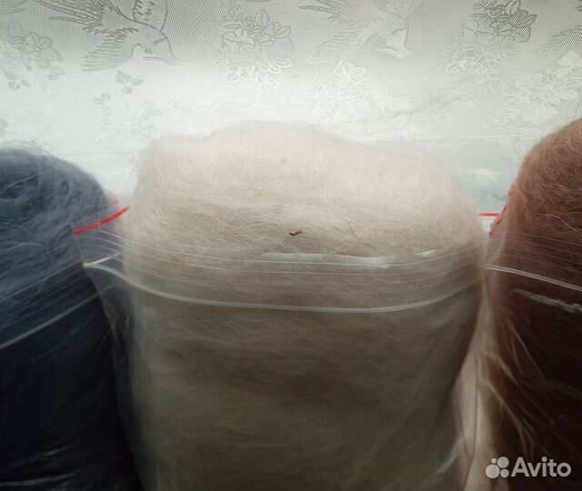 Козий пух, гребенная лента, 3 шт